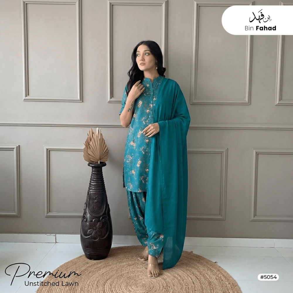 3pcs Premium Lawn Unstitched D-5054 - Ladies Choice