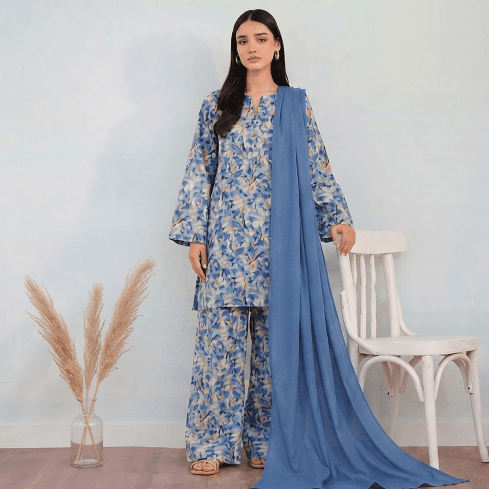 3pcs Premium Lawn Unstitched D-5005 - Ladies Choice