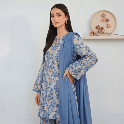 3pcs Premium Lawn Unstitched D-5005 - Ladies Choice
