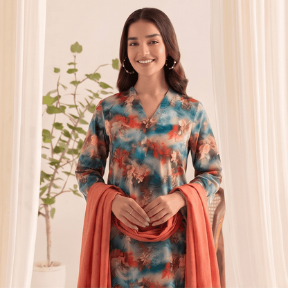 3pcs Premium Lawn Unstitched D-5007 - Ladies Choice