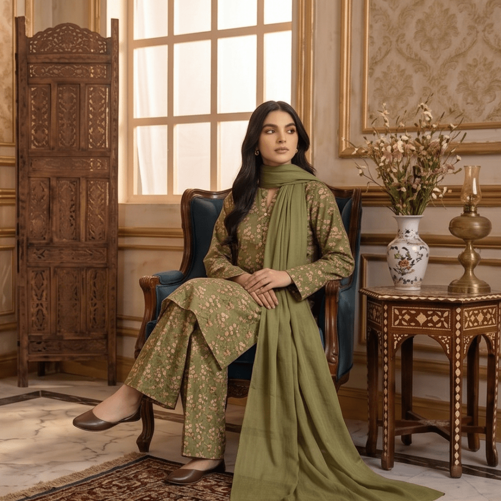 3pcs Premium Lawn Unstitched D-5008 - Ladies Choice