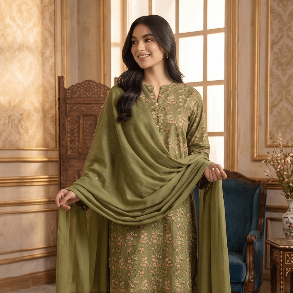 3pcs Premium Lawn Unstitched D-5008 - Ladies Choice