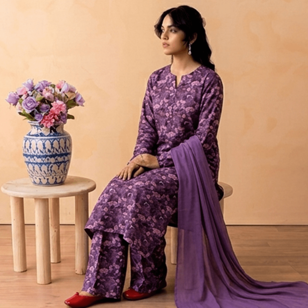 3pcs Premium Lawn Unstitched D-5010 - Ladies Choice