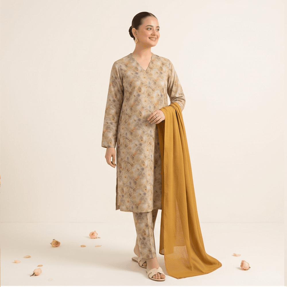 3pcs Premium Lawn Unstitched D-5024 - Ladies Choice