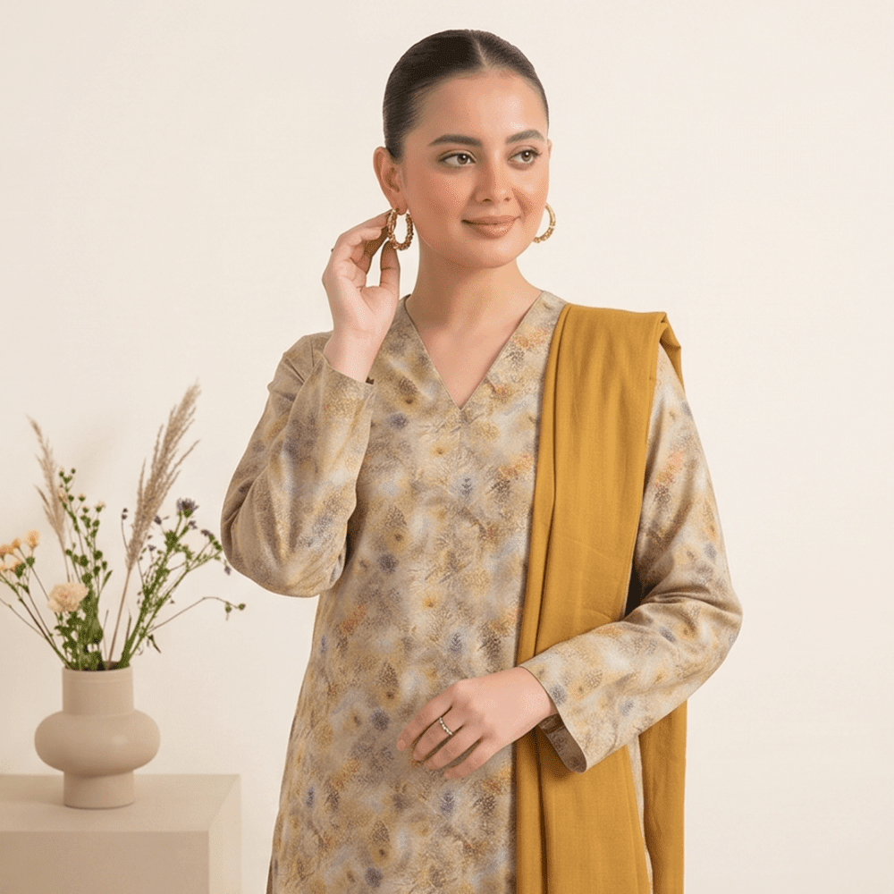 3pcs Premium Lawn Unstitched D-5024 - Ladies Choice