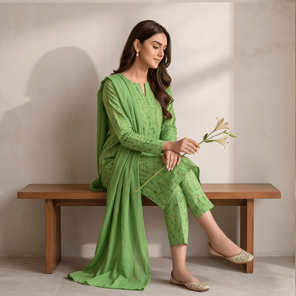 3pcs Premium Lawn Unstitched D-5033 - Ladies Choice