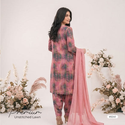 3pcs Premium Lawn Unstitched D-5041 - Ladies Choice
