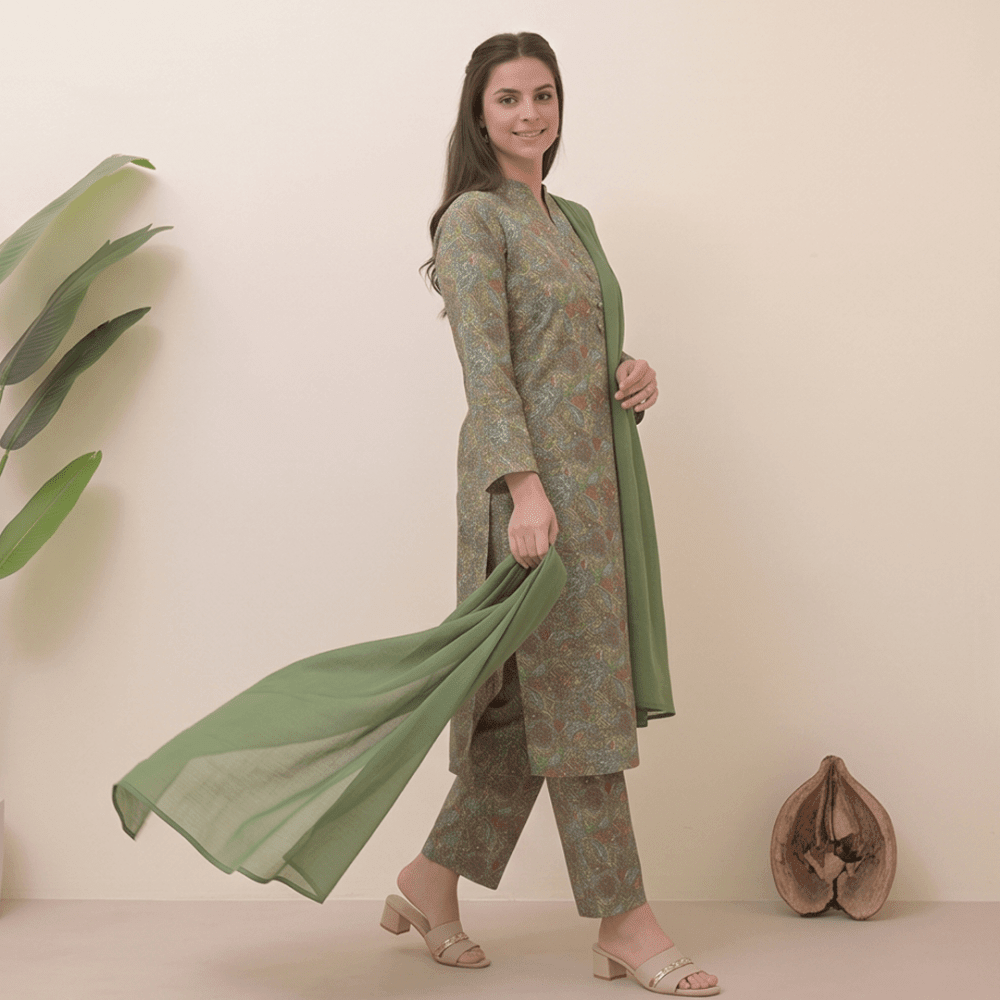 3pcs Premium Lawn Unstitched D-5042 - Ladies Choice