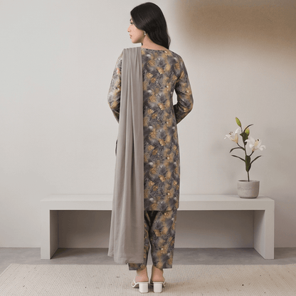 3pcs Premium Lawn Unstitched D-5046 - Ladies Choice