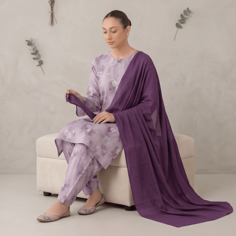 3pcs Premium Lawn Unstitched D-5050 - Ladies Choice