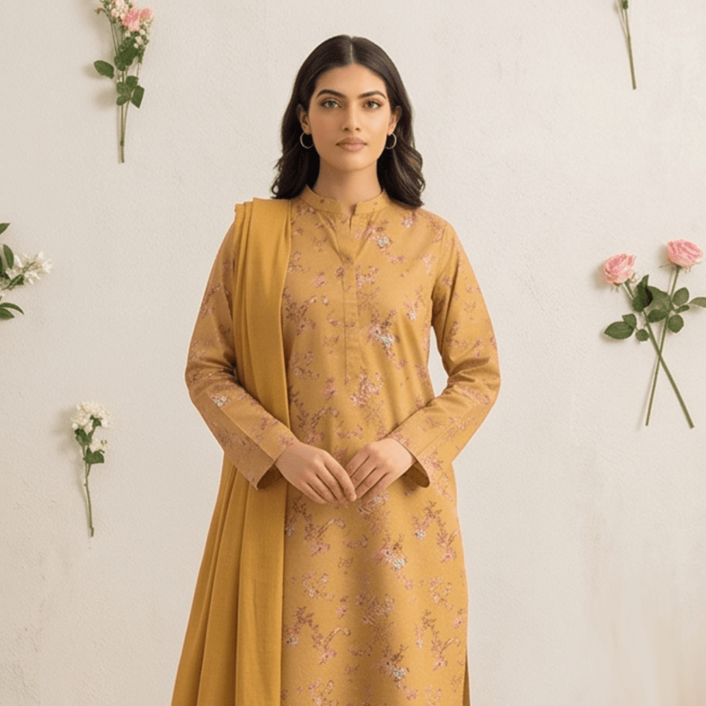 3pcs Premium Lawn Unstitched D-5055 - Ladies Choice