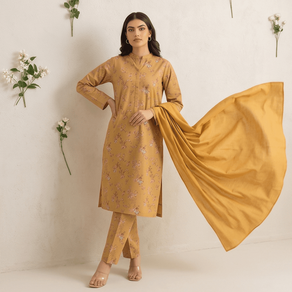 3pcs Premium Lawn Unstitched D-5055 - Ladies Choice