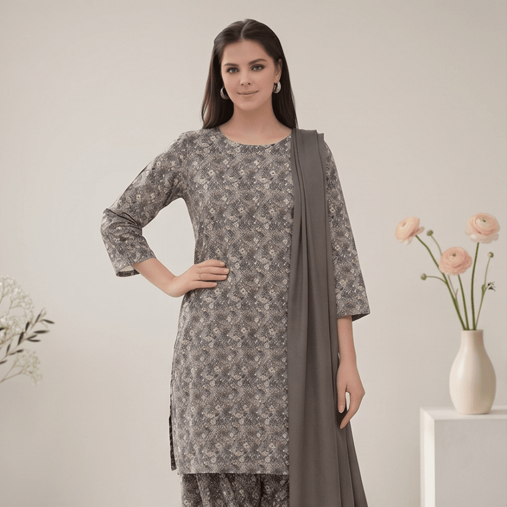 3pcs Premium Lawn Unstitched D-5059 - Ladies Choice
