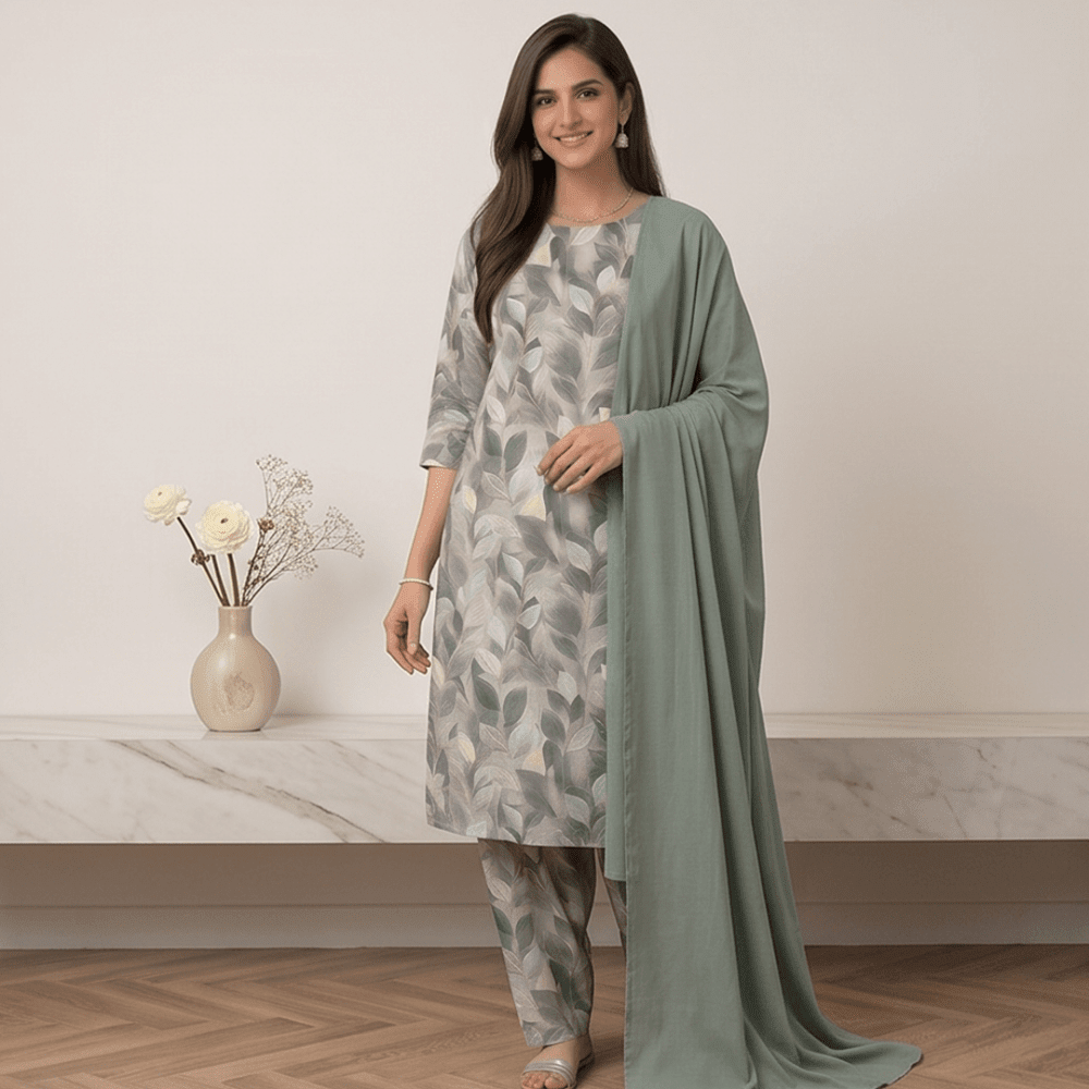 3pcs Premium Lawn Unstitched D-5061 - Ladies Choice