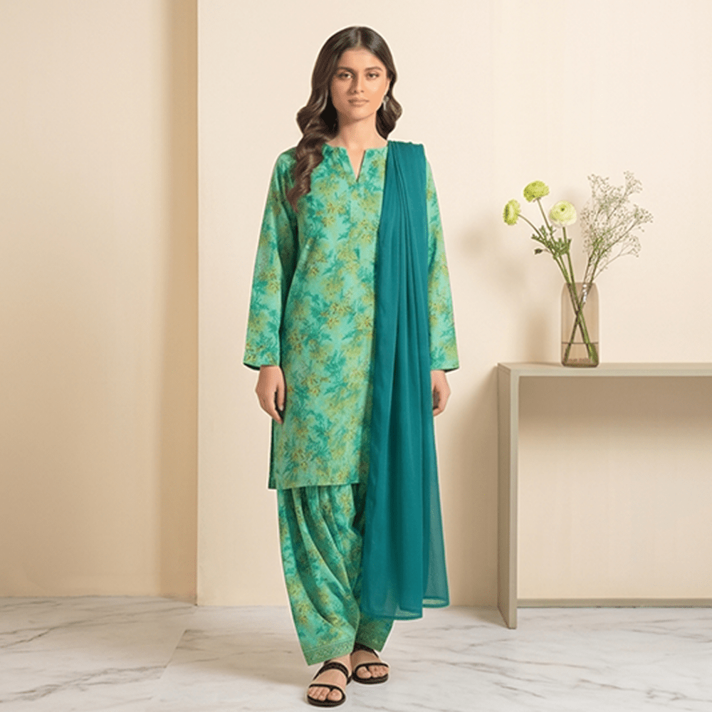 3pcs Premium Lawn Unstitched D-5064 - Ladies Choice