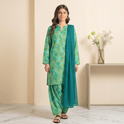 3pcs Premium Lawn Unstitched D-5064 - Ladies Choice