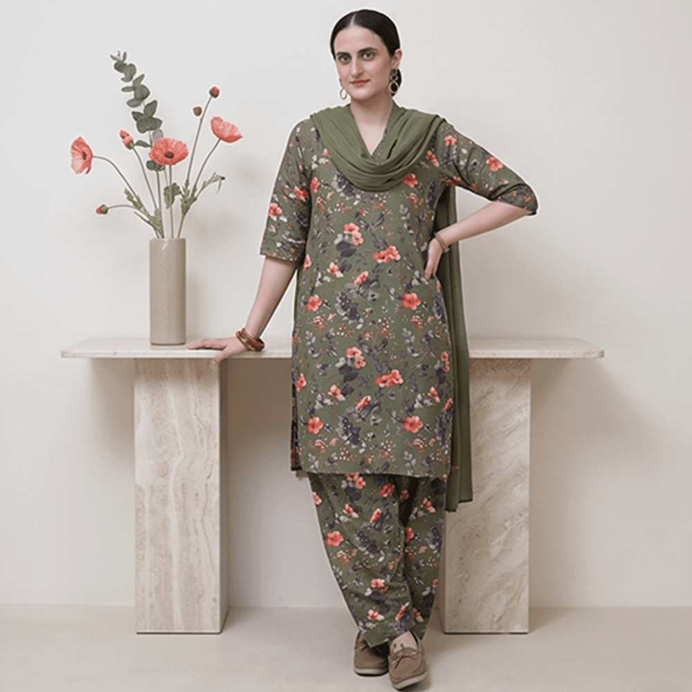 3pcs Premium Lawn Unstitched D-5066 - Ladies Choice