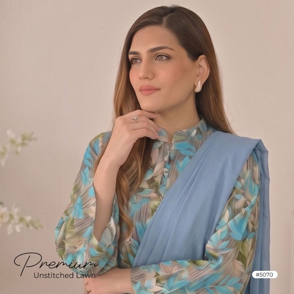3pcs Premium Lawn Unstitched D-5070 - Ladies Choice