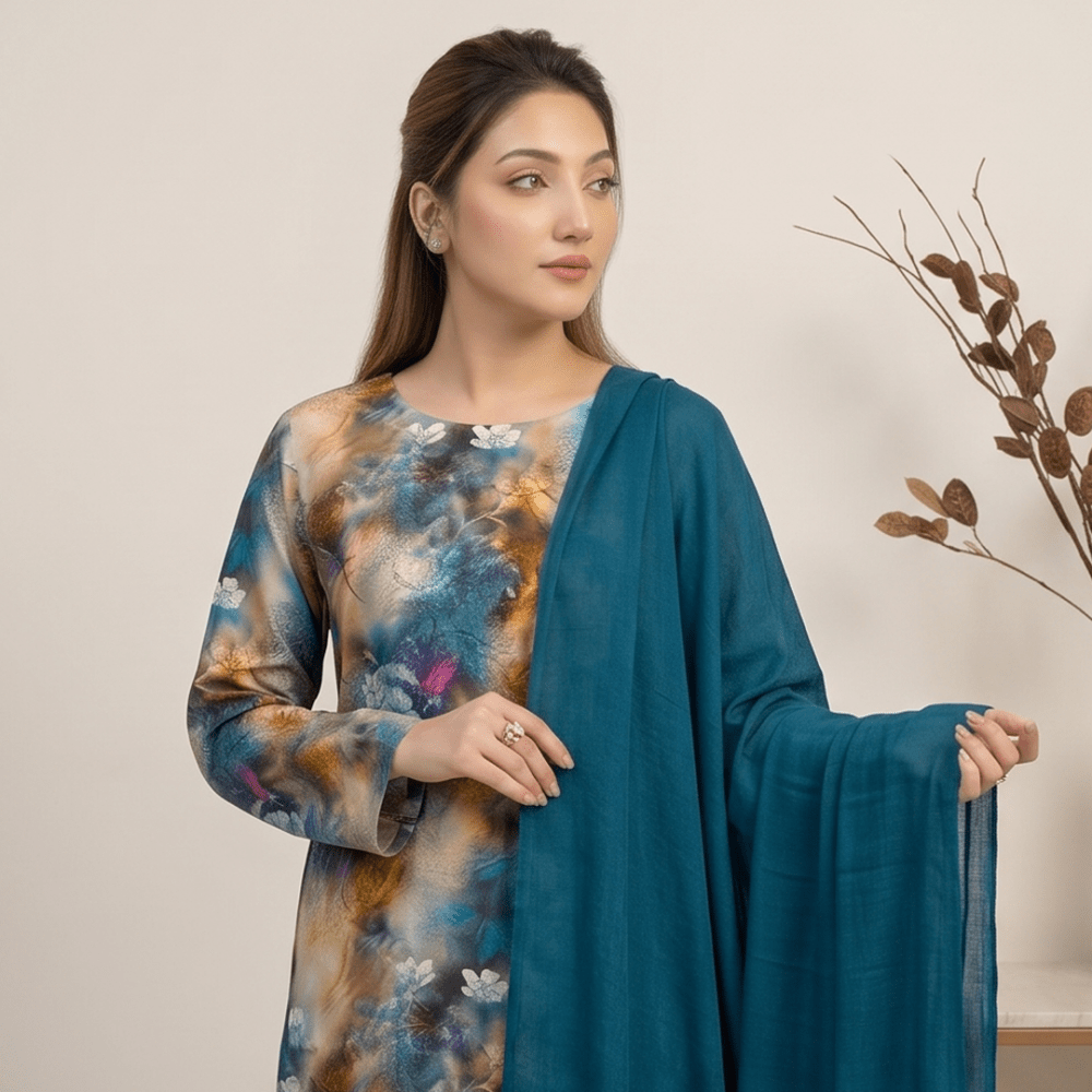 3pcs Premium Lawn Unstitched D-5071 - Ladies Choice