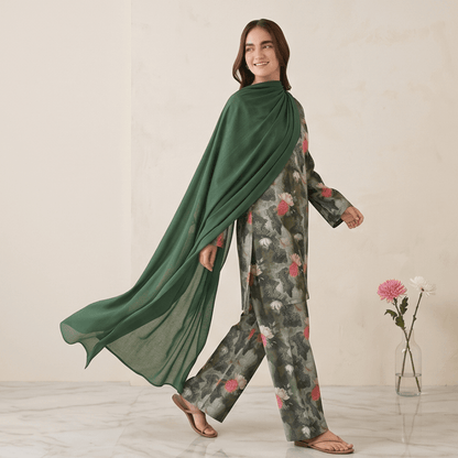 3pcs Premium Lawn Unstitched D-5072 - Ladies Choice