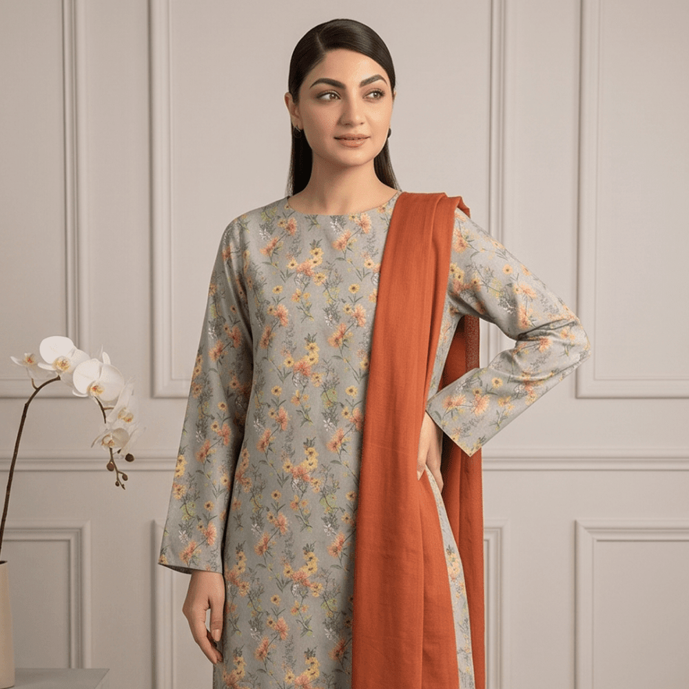 3pcs Premium Lawn Unstitched D-5073 - Ladies Choice