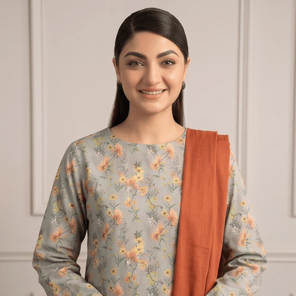 3pcs Premium Lawn Unstitched D-5073 - Ladies Choice