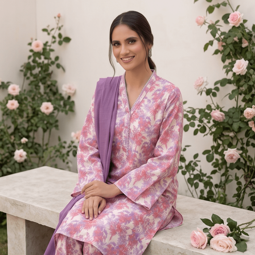 3pcs Premium Lawn Unstitched D-5078 - Ladies Choice