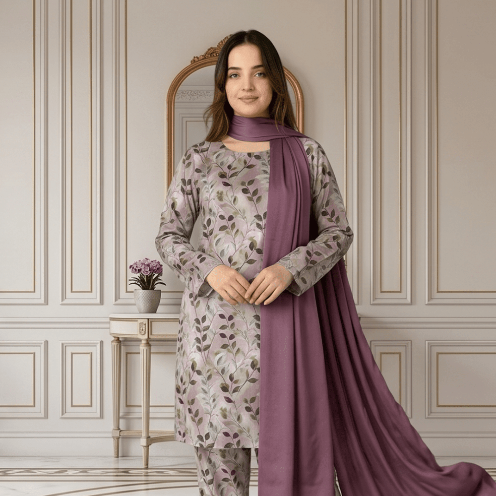 3pcs Premium Lawn Unstitched D-5080 - Ladies Choice