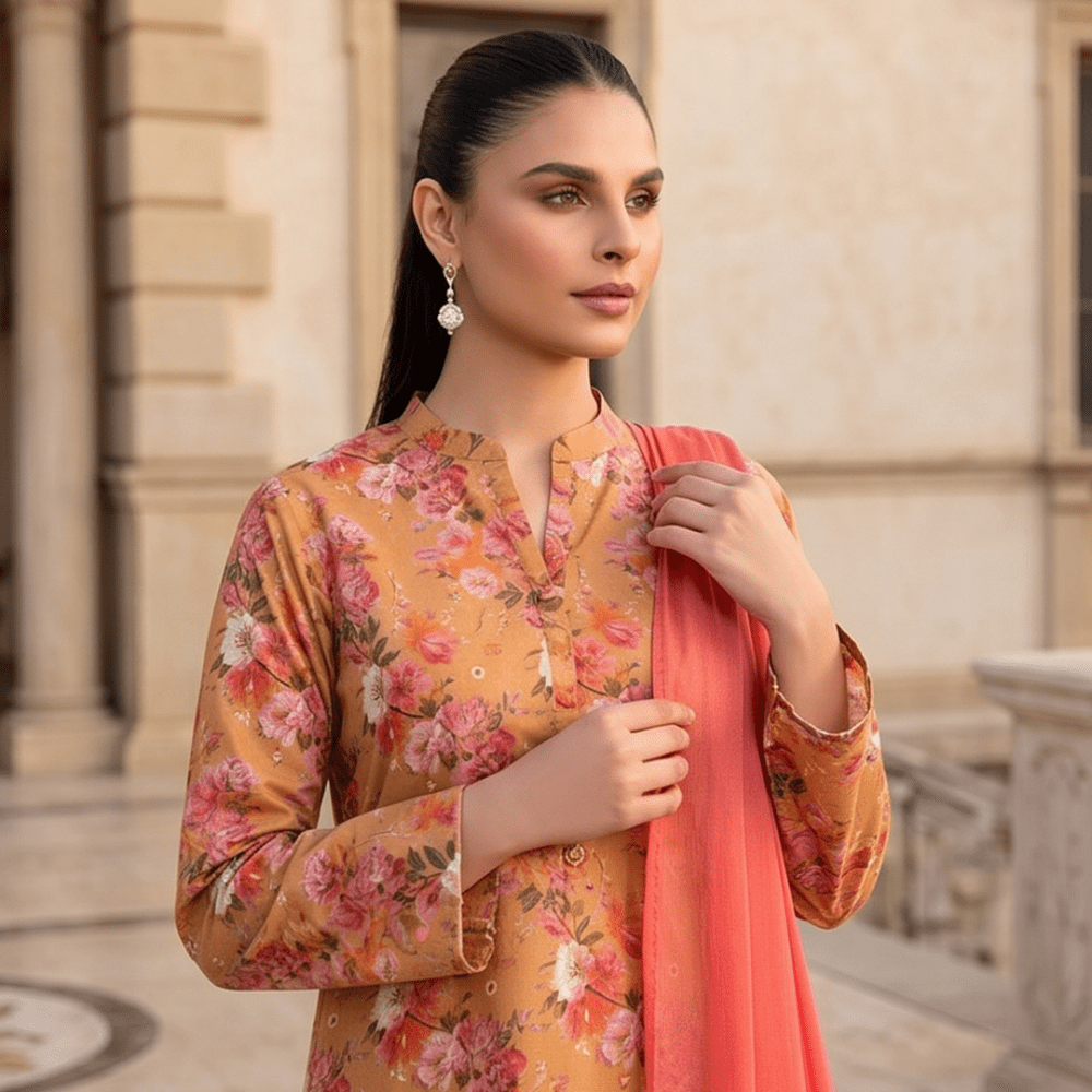 3pcs Premium Lawn Unstitched D-5081 - Ladies Choice