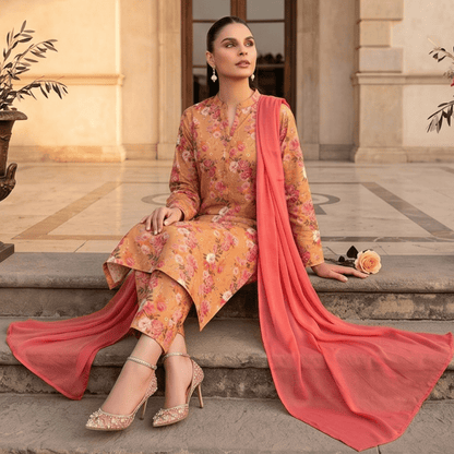 3pcs Premium Lawn Unstitched D-5081 - Ladies Choice