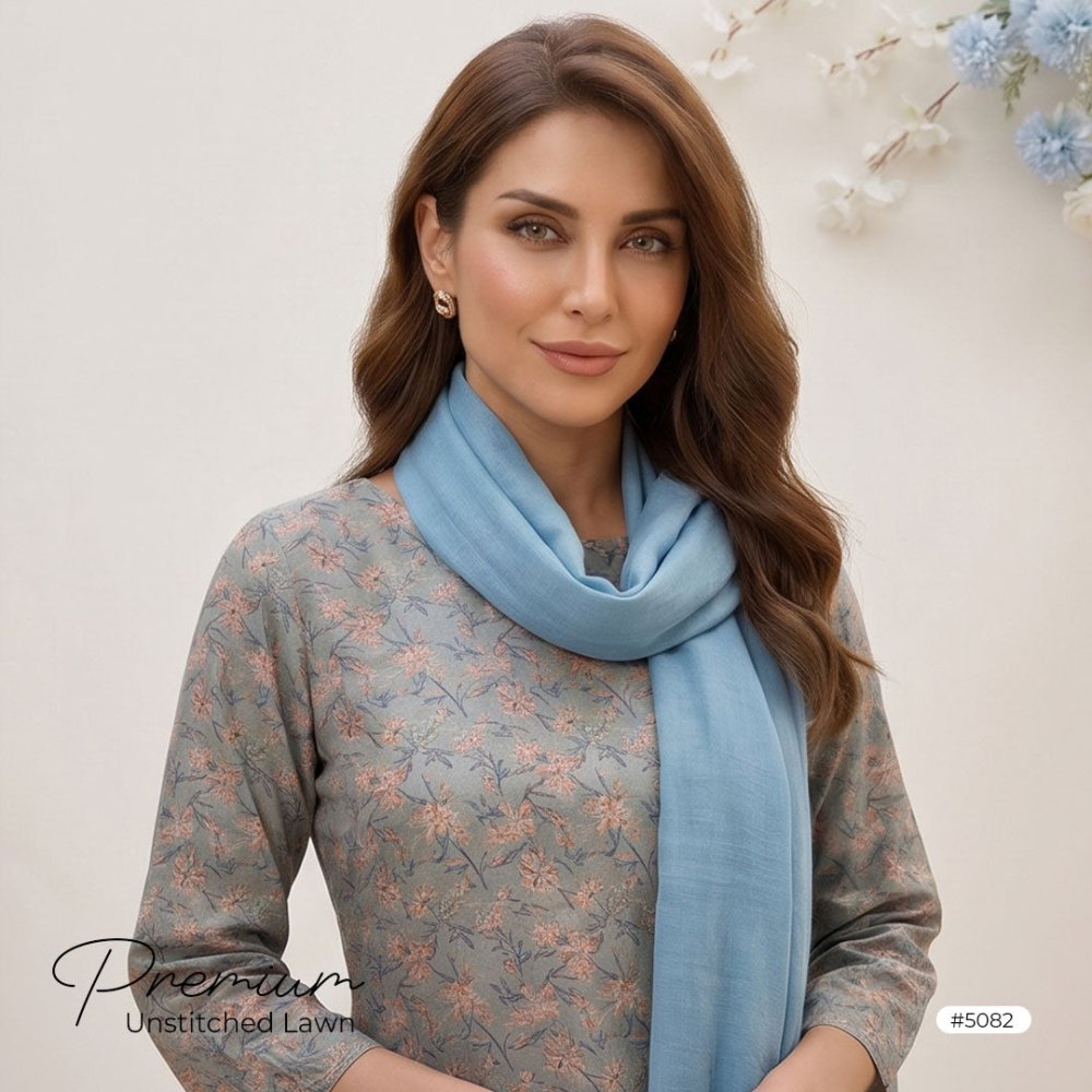 3pcs Premium Lawn Unstitched D-5082 - Ladies Choice
