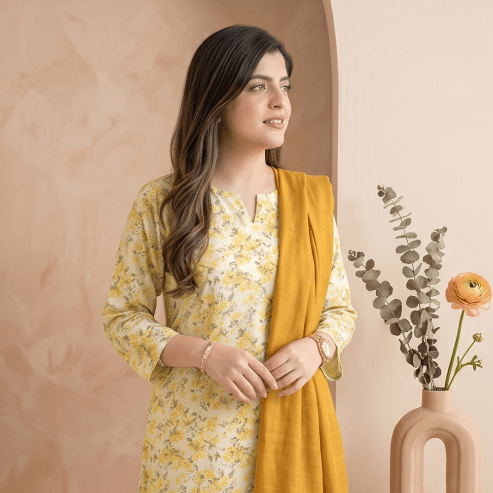 3pcs Premium Lawn Unstitched D-5084 - Ladies Choice