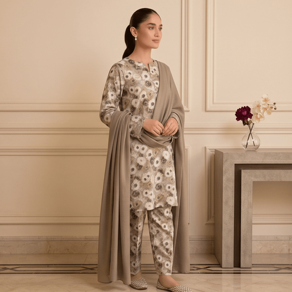 3pcs Premium Lawn Unstitched D-5086 - Ladies Choice