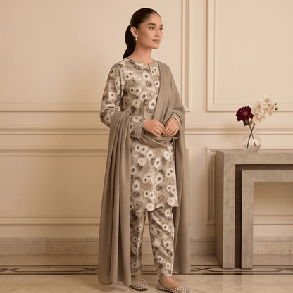 3pcs Premium Lawn Unstitched D-5086 - Ladies Choice