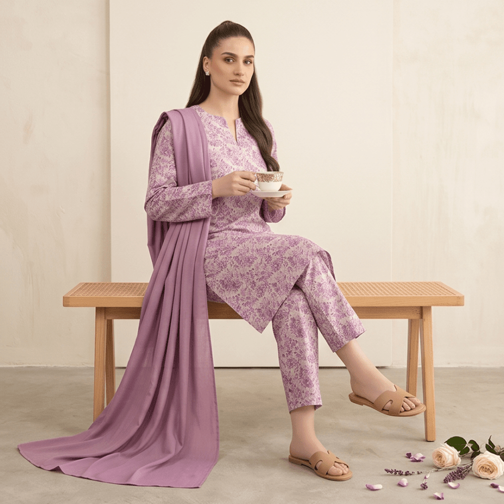 3pcs Premium Lawn Unstitched D-5087 - Ladies Choice