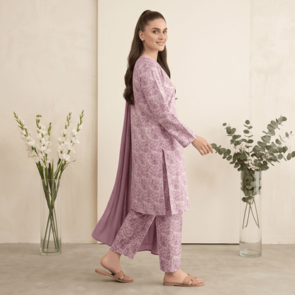 3pcs Premium Lawn Unstitched D-5087 - Ladies Choice