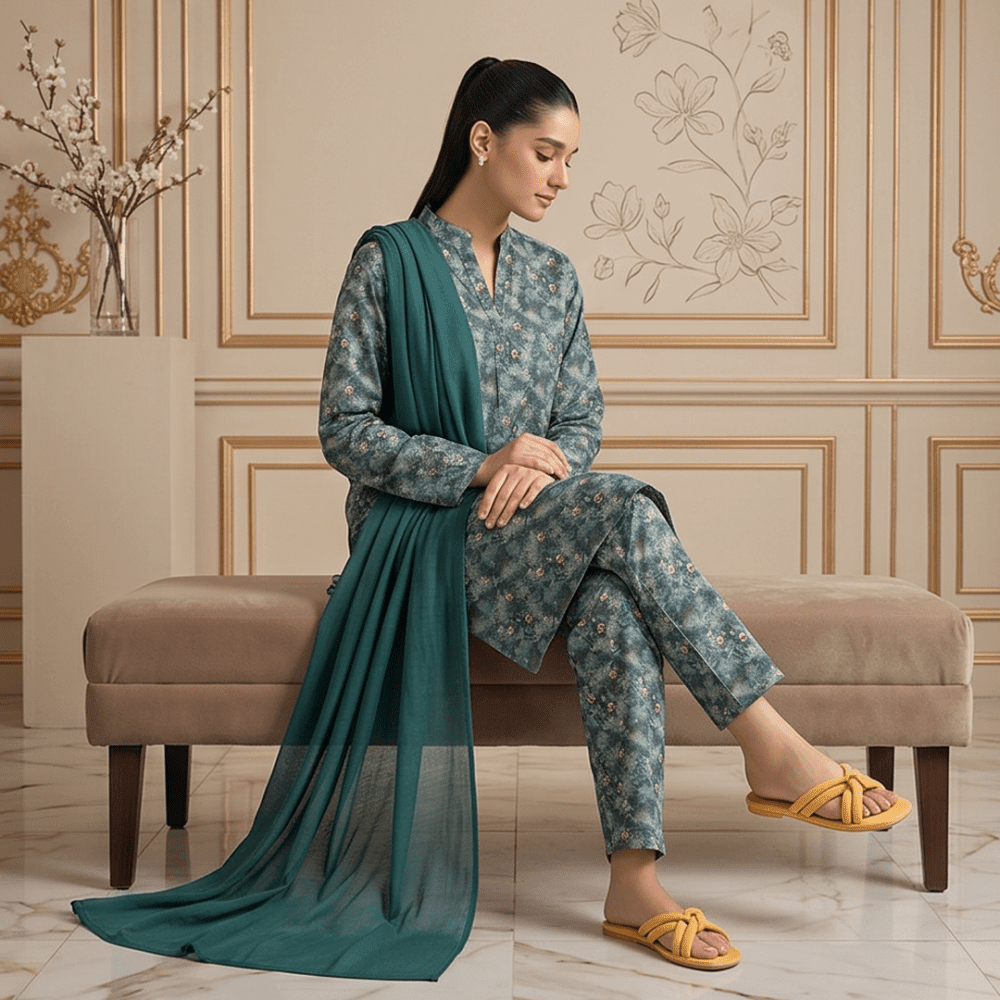 3pcs Premium Lawn Unstitched D-5089 - Ladies Choice
