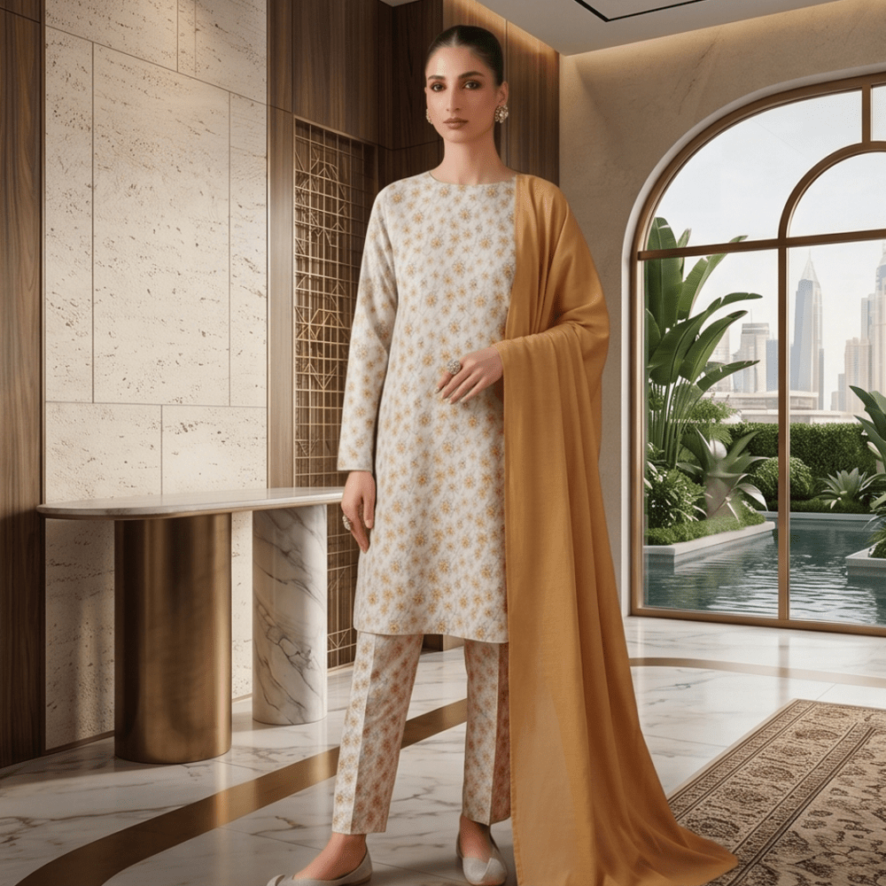 3pcs Premium Lawn Unstitched D-5094 - Ladies Choice