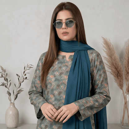 3pcs Premium Lawn Unstitched D-5095 - Ladies Choice