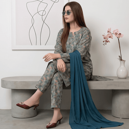 3pcs Premium Lawn Unstitched D-5095 - Ladies Choice