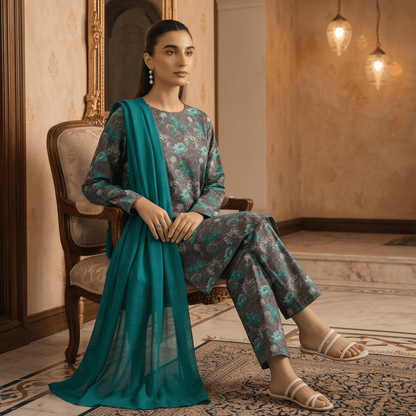 3pcs Premium Lawn Unstitched D-5096 - Ladies Choice