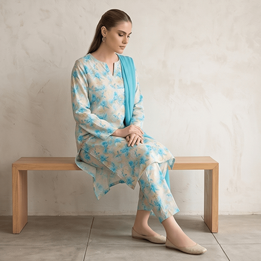 3pcs Premium Lawn Unstitched D-5099 - Ladies Choice