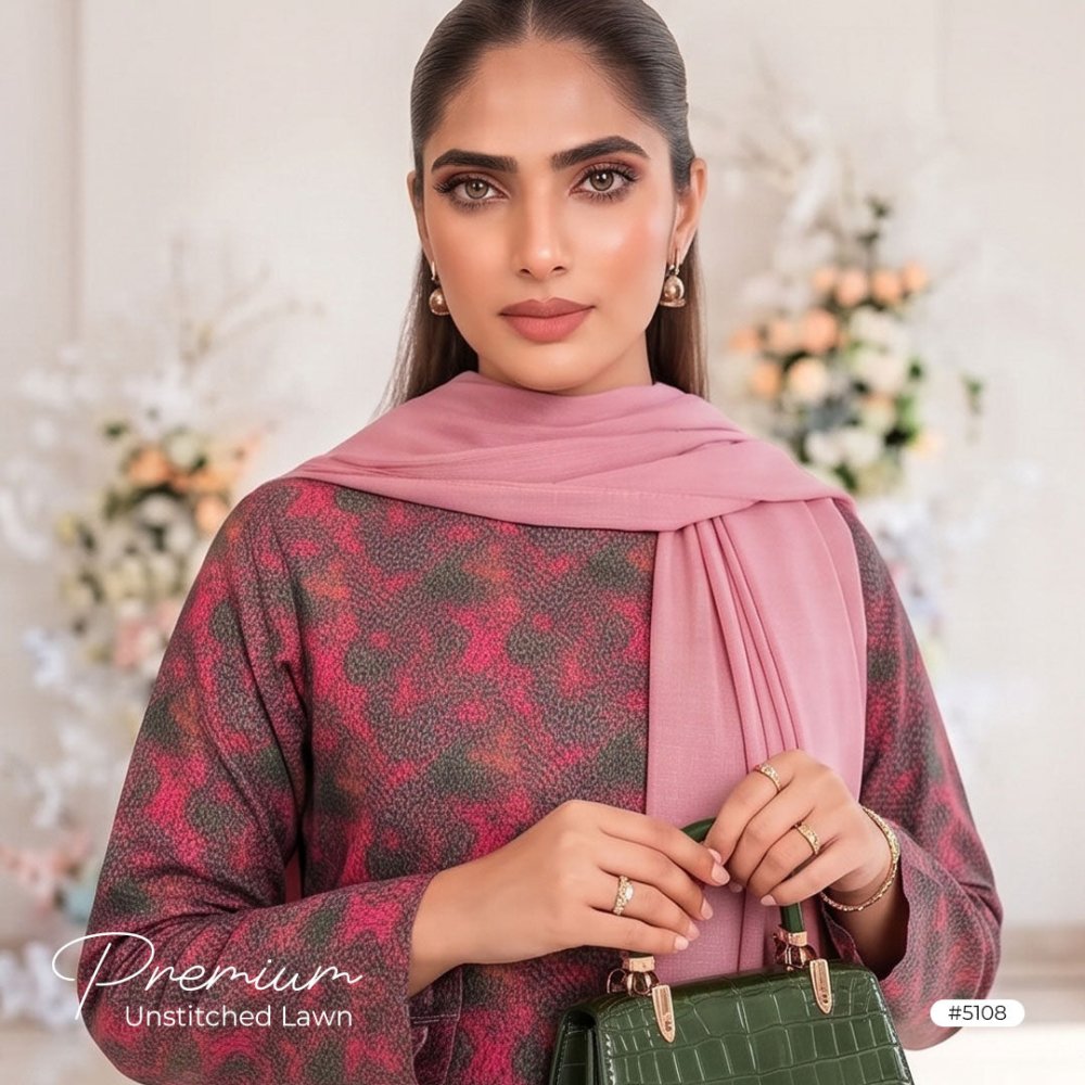 3pcs Premium Lawn Unstitched D-5108 - Ladies Choice