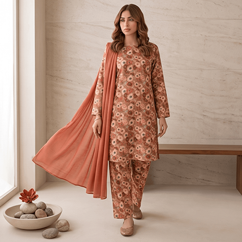 3pcs Premium Lawn Unstitched D-5111 - Ladies Choice