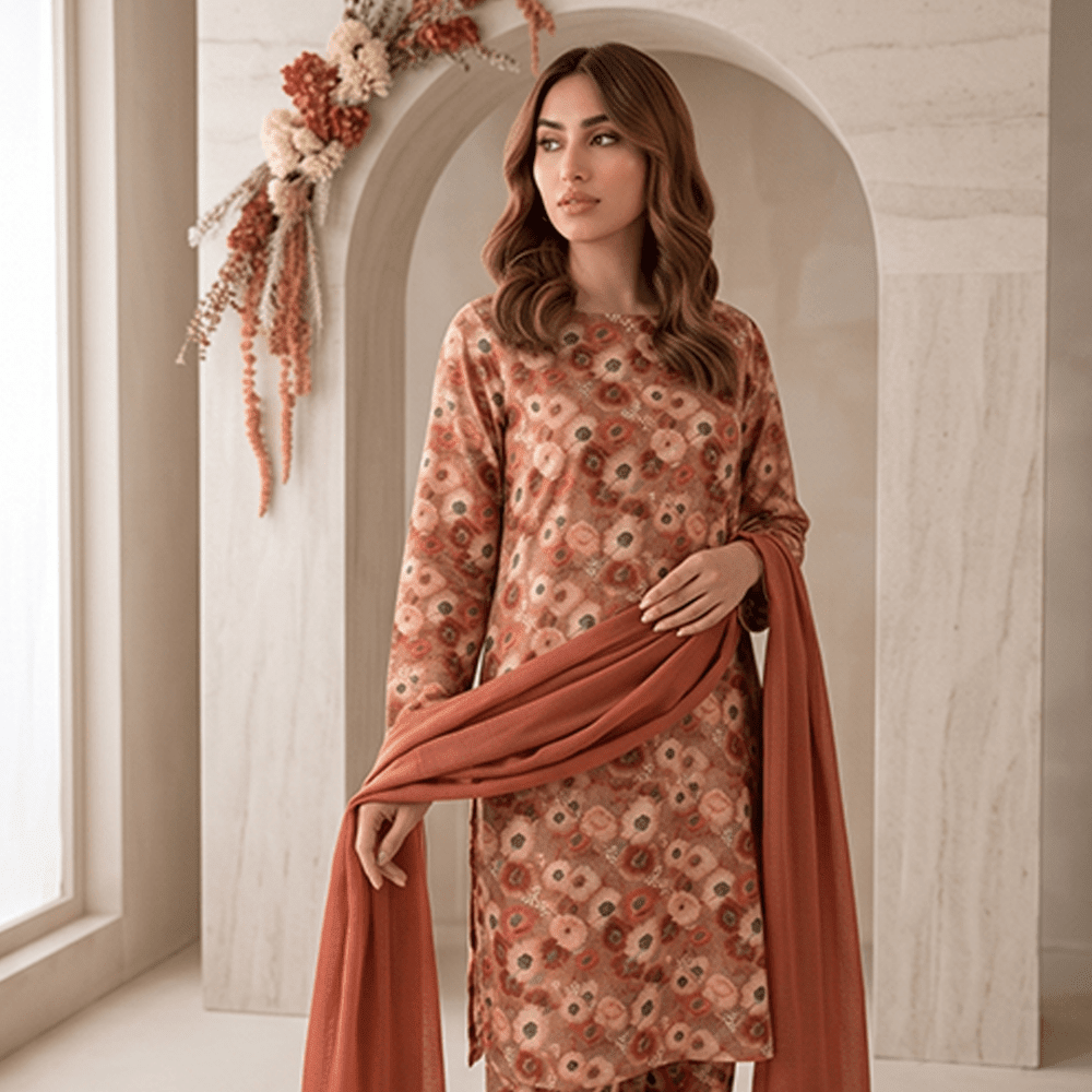 3pcs Premium Lawn Unstitched D-5111 - Ladies Choice