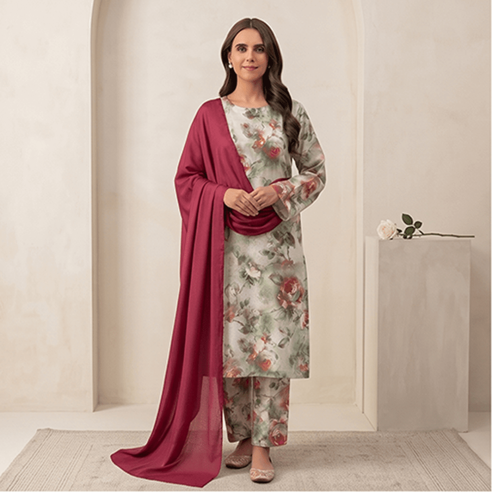3pcs Premium Lawn Unstitched D-5114 - Ladies Choice