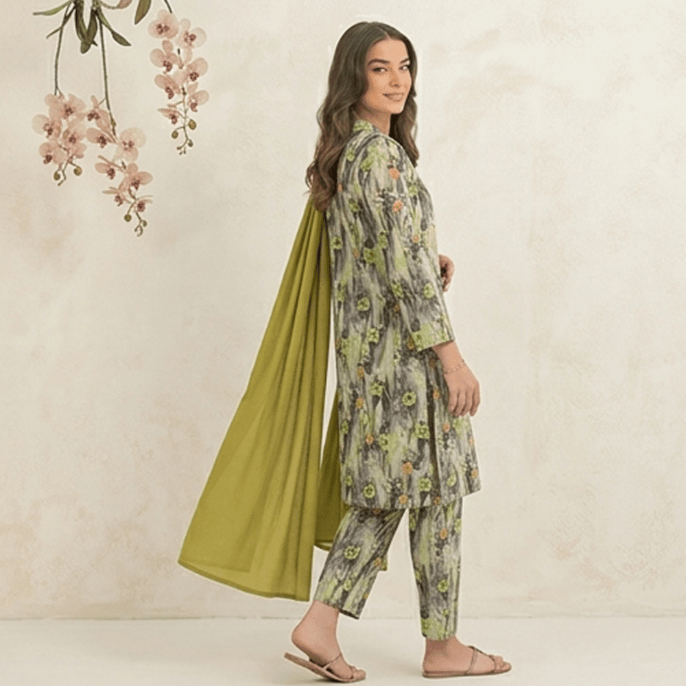 3pcs Premium Lawn Unstitched D-5115 - Ladies Choice