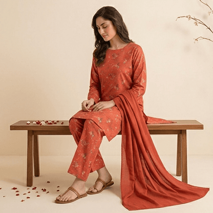 3pcs Premium Lawn Unstitched D-5122 - Ladies Choice