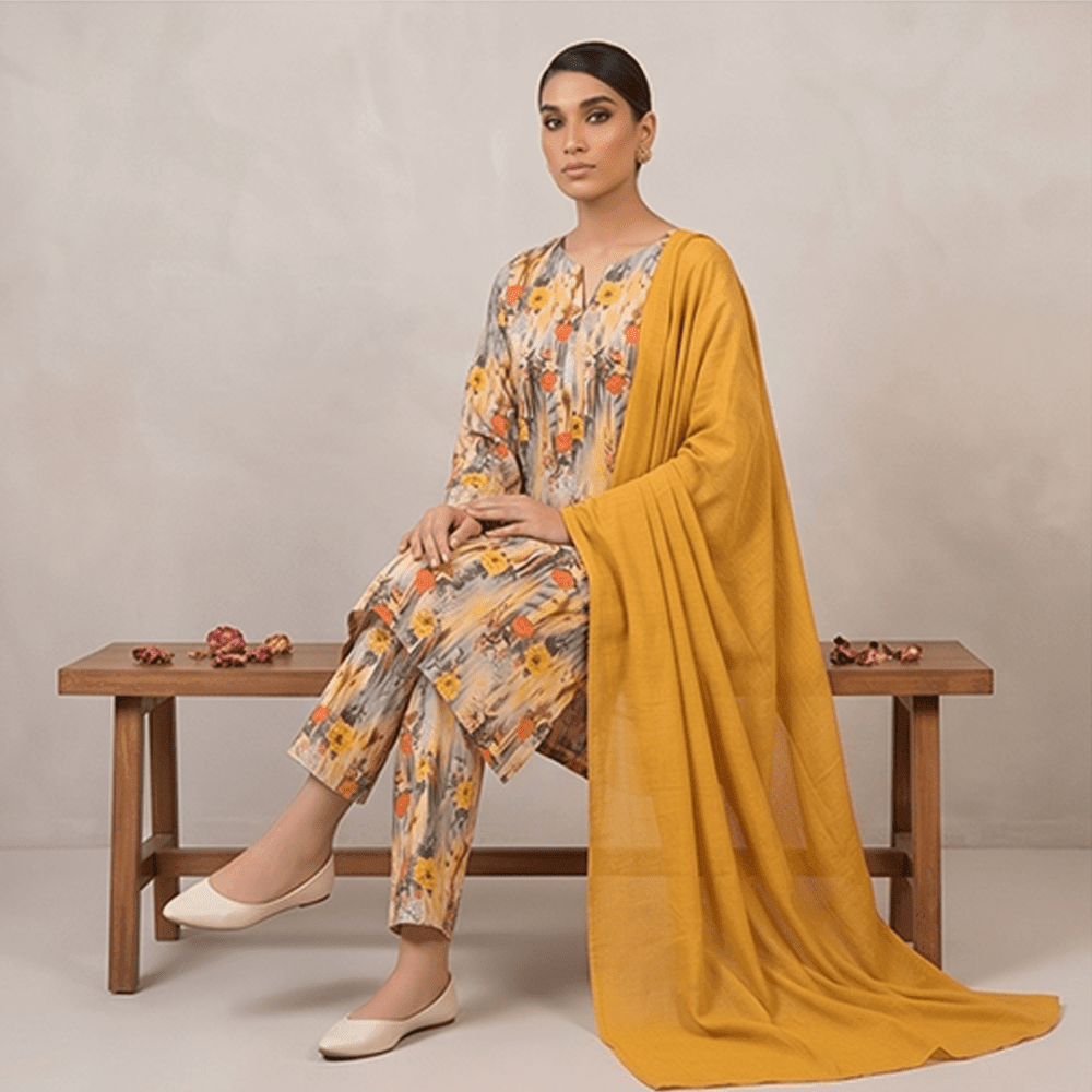 3pcs Premium Lawn Unstitched D-5125 - Ladies Choice