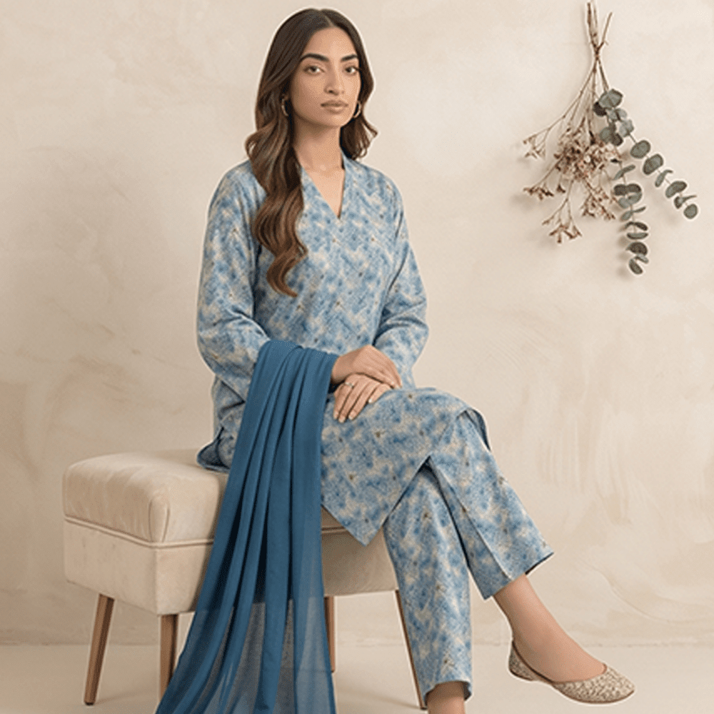 3pcs Premium Lawn Unstitched D-5126 - Ladies Choice
